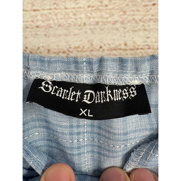 Scarlet Darkness Dorthy Off Shoulder Dress Womens XL Blue White Plaid - Picture 7 of 9